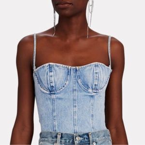 WeWoreWhat Light Wash Underwire Denim Corset